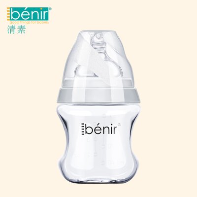 benir清素玻璃奶瓶出生婴儿宽口径0-6个月新生儿宝宝防胀气奶瓶