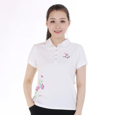 La Pagayo新款女款短袖衫大码女装修身翻领女休闲短袖T恤A7T1235A