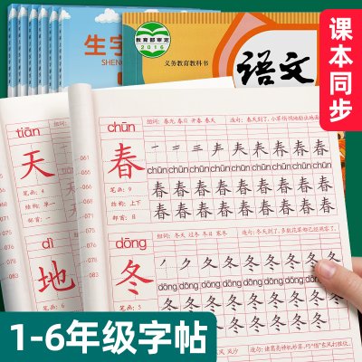 一年级二年级三小学生练字帖四五六字帖上册下册每日一练天天课本练语文生字同步描红人教版专用练习写字硬笔书法练字本贴儿童楷书