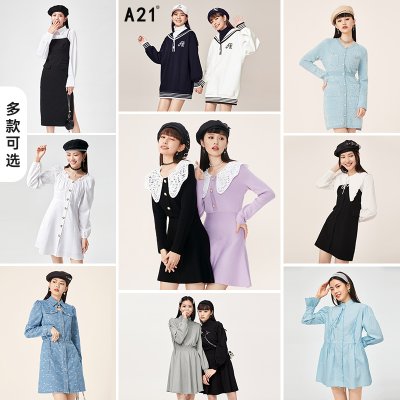 【淘】A21女装时尚休闲宽松圆领落肩针织衫