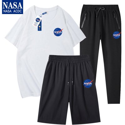 NASA联名短袖T恤男装夏季薄款2022新款潮牌情侣休闲套装搭配帅气