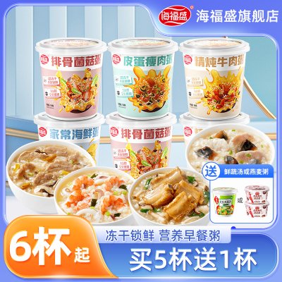 海福盛早餐速食粥冻干懒人即食方便冲泡食品皮蛋瘦肉早饭营养免煮