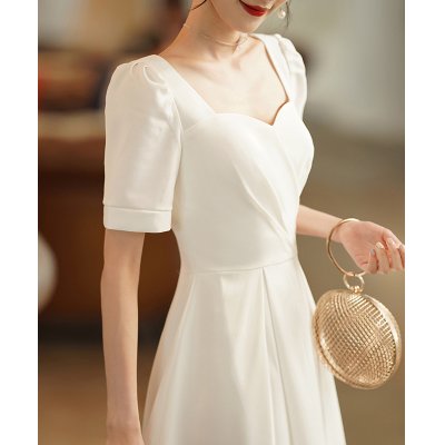 白色小礼服平时可穿宴会订婚连衣裙领证小白裙生日法式聚会礼裙