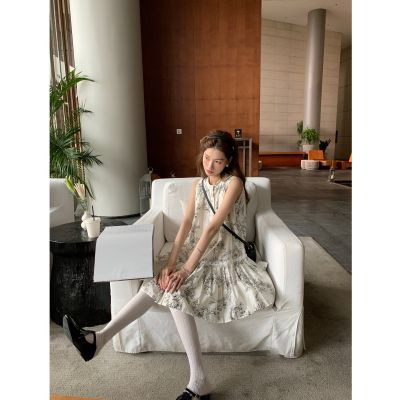 SourceWithU 清雅少女 90天丝亲肤印花无袖连衣裙女宽松短裙