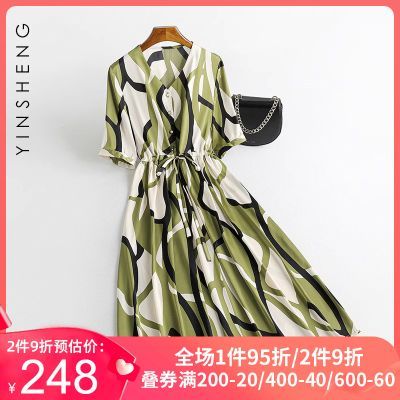 妈妈夏装大牌桑蚕丝连衣裙气质印花年轻款高端品牌真丝女夏季裙子
