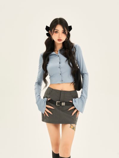 野生zerocircle灰色半身裙女春夏季设计感小众辣妹显瘦包臀短裙子