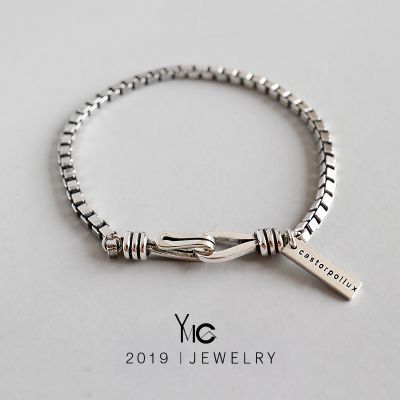 设计师款纯银男士手链情侣一对定制生日礼物小众设计感饰品女刻字
