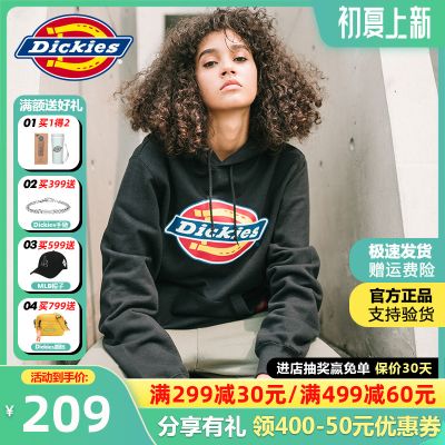 dickies连帽卫衣情侣印花男春装迪克斯潮牌ins女全棉帽衫休闲外套