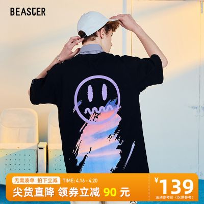 BEASTER小恶魔笑脸短袖T恤潮牌情侣装夏装宽松潮流纯棉短袖上衣男