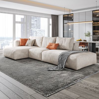 北欧极简约现代科技布艺模块沙发小户型客厅直排贵妃组合豆腐块
