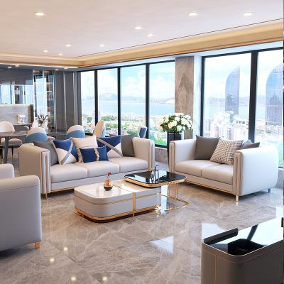 沙发123组合轻奢客厅现代简约真皮成套家用美式设计师大户型沙发